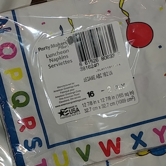 New Sesame Street ABC Party Plates & Napkins - Picture 6 of 7